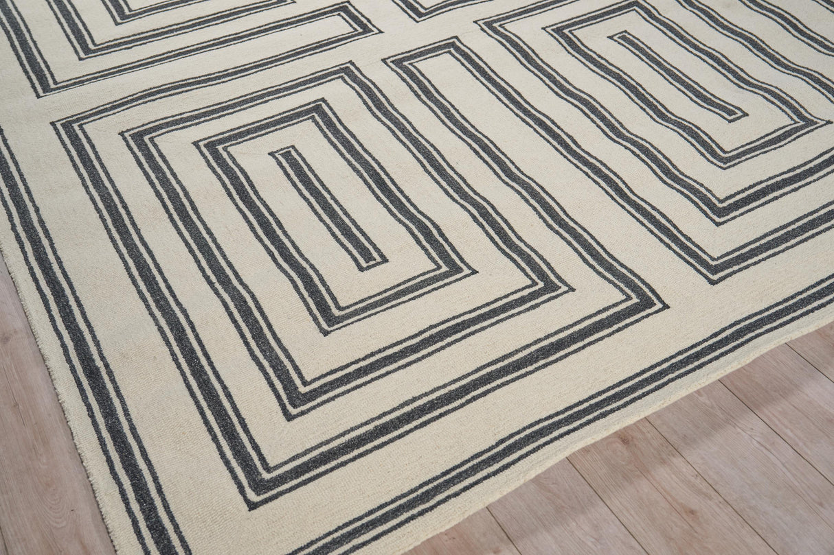 Exquisite Rugs Studio hand-tufted New Zealand Wool 7531 Ivory/Black 12' x 9' Area Rug