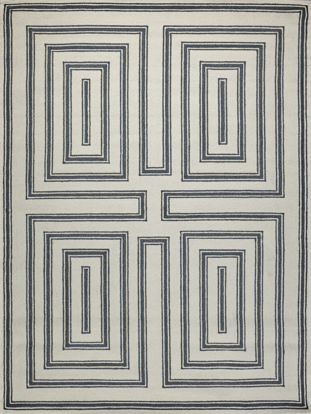 Exquisite Rugs Studio hand-tufted New Zealand Wool 7531 Ivory/Black 12' x 9' Area Rug