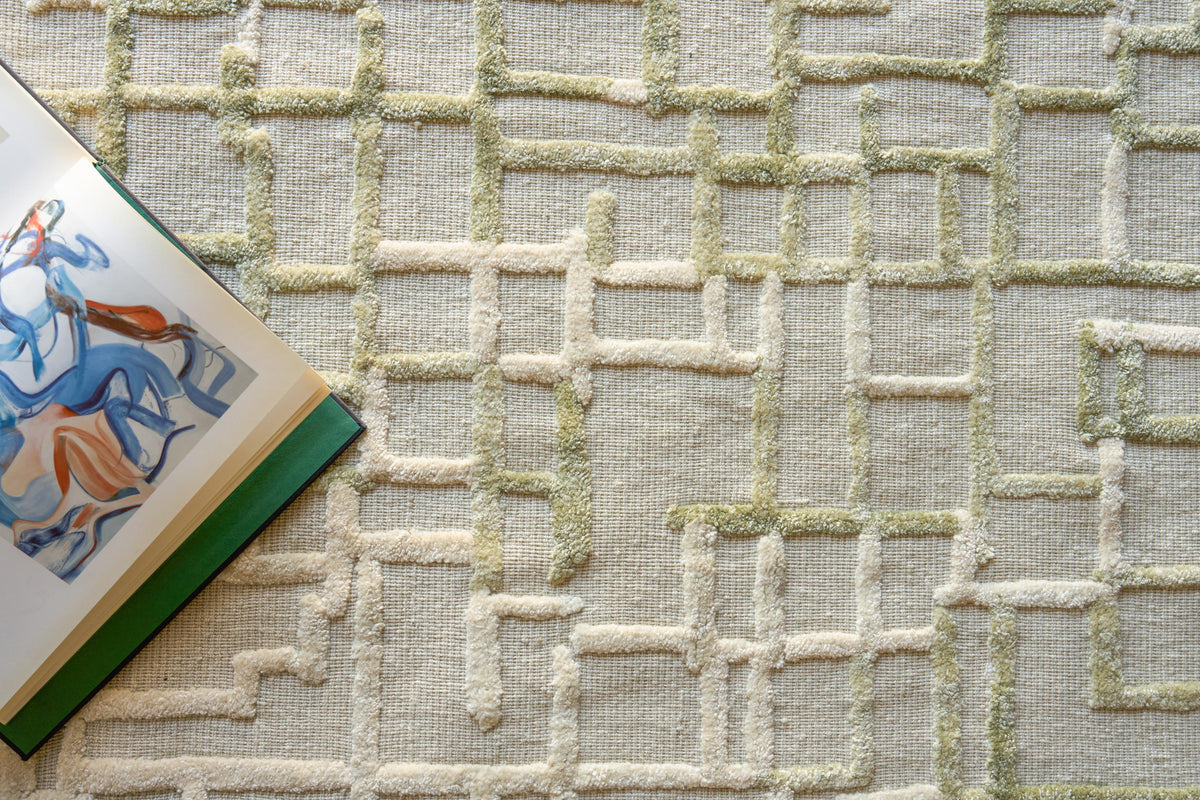 Exquisite Rugs Vista handloomed Wool/Bamboo Silk 7571 Green 14' x 10' Area Rug
