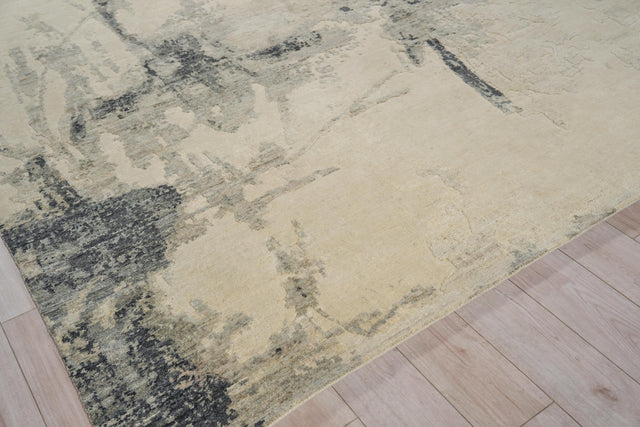 Exquisite Rugs Moderno hand-knotted New Zealand Wool 7572 Ivory/Black/Silver 10' x 8' Area Rug