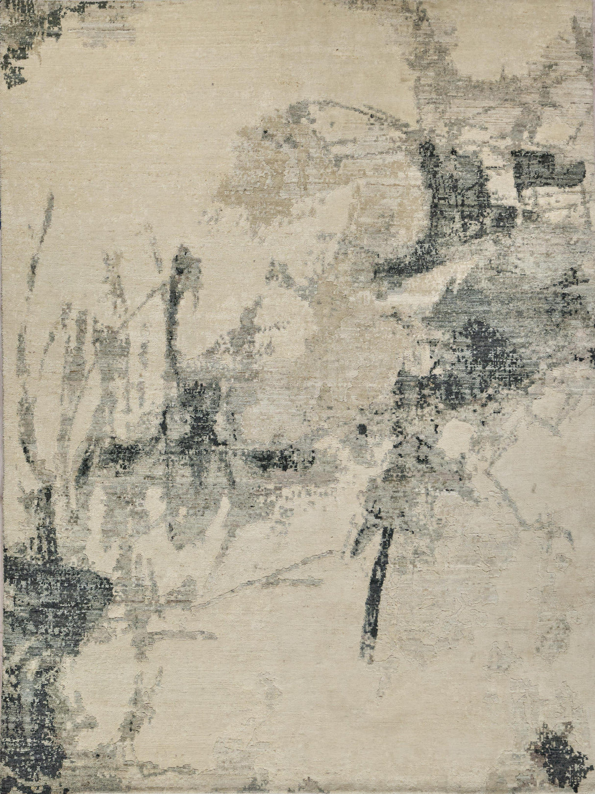 Exquisite Rugs Moderno hand-knotted New Zealand Wool 7572 Ivory/Black/Silver 10' x 8' Area Rug