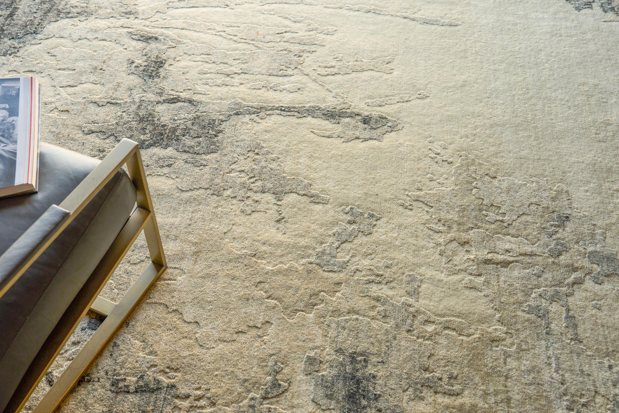 Exquisite Rugs Moderno hand-knotted New Zealand Wool 7572 Ivory/Black/Silver 10' x 8' Area Rug