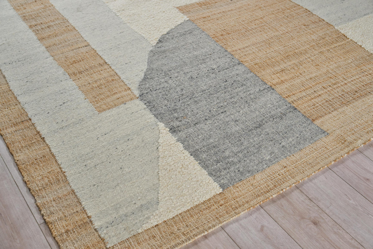 Exquisite Rugs Pompano flatweave Wool/Jute 7577 Ivory/Gray/Beige 12' x 9' Area Rug