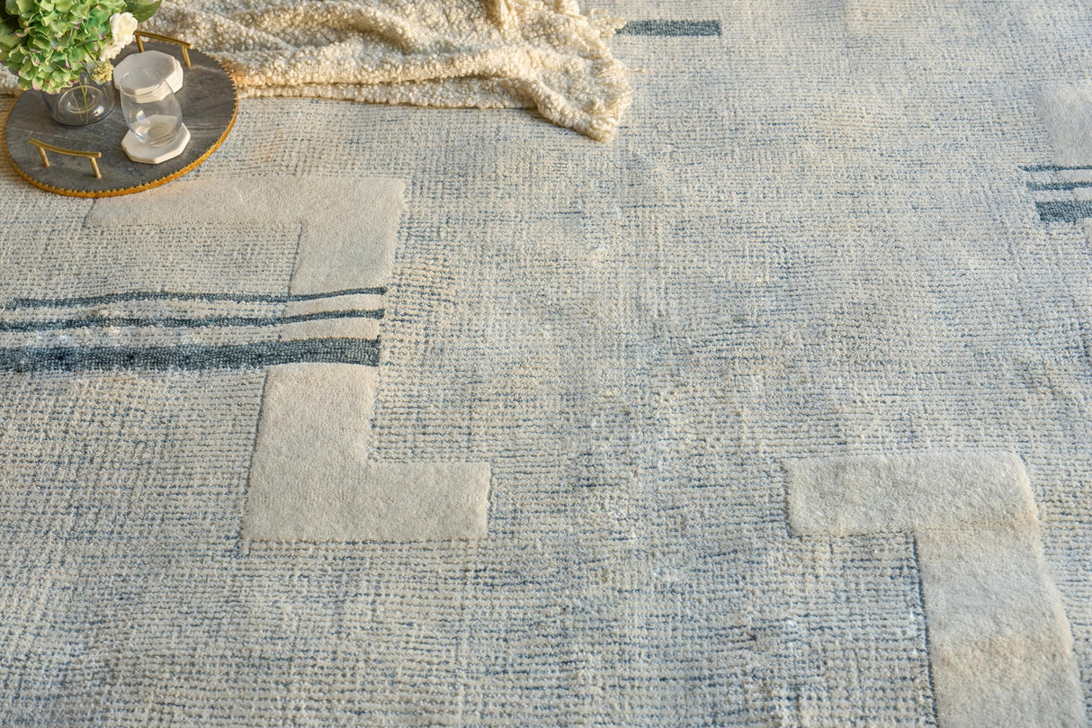 Exquisite Rugs Nicada hand-tufted New Zealand Wool 7616 Blue/Ivory 15' x 12' Area Rug