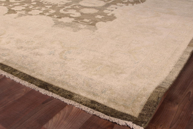 Exquisite Rugs Antique Weave Oushak hand-knotted New Zealand Wool 8004 Brown/Ivory 9' x 6' Area Rug