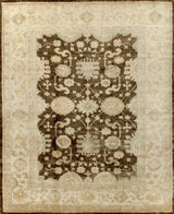 Exquisite Rugs Antique Weave Oushak hand-knotted New Zealand Wool 8004 Brown/Ivory 9' x 6' Area Rug