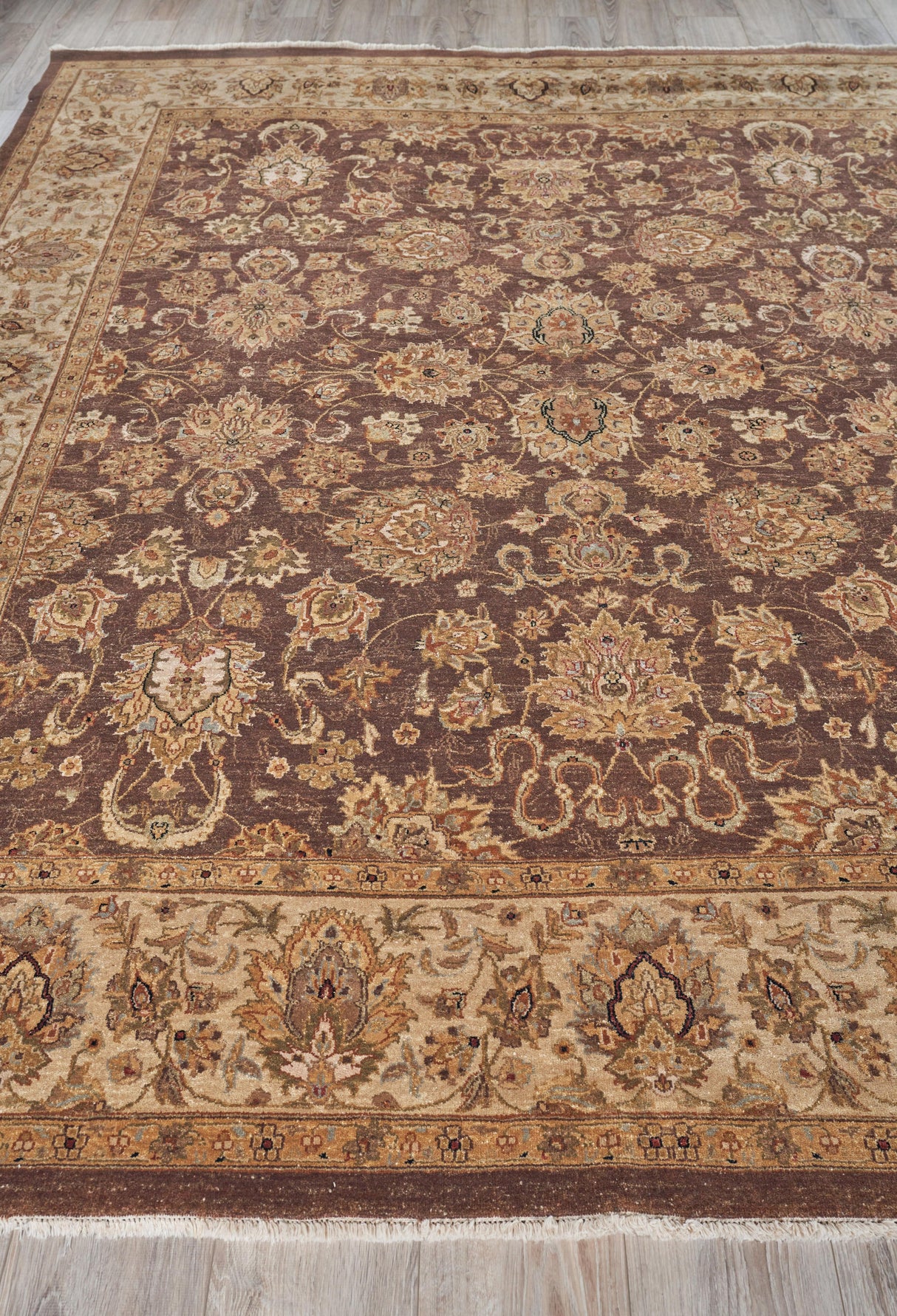 Exquisite Rugs Antique Weave Ziegler hand-knotted New Zealand Wool 8053 Brown/Ivory 10' x 9' Area Rug