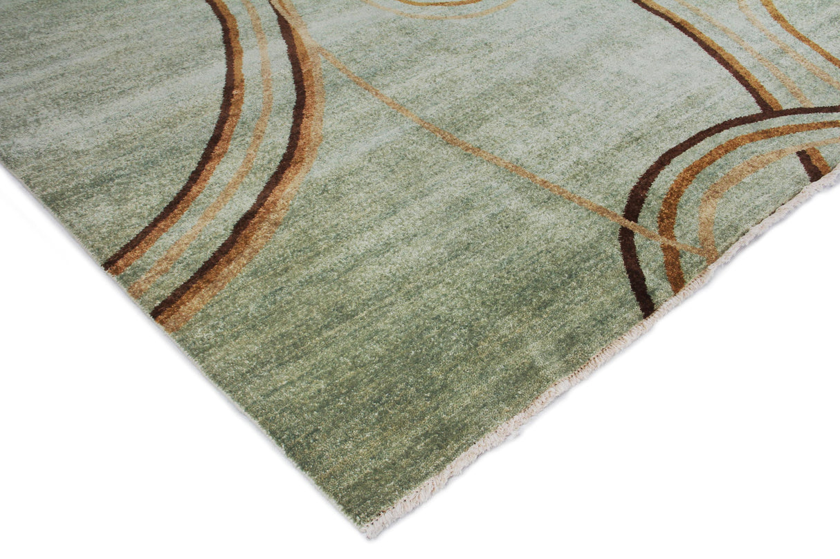 Exquisite Rugs Soho hand-knotted New Zealand Wool 8057 Light Blue/Green 9' x 6' Area Rug