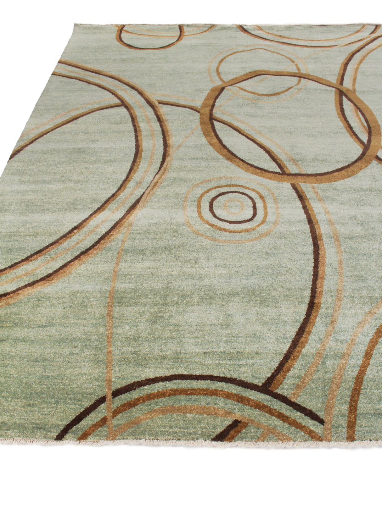 Exquisite Rugs Soho hand-knotted New Zealand Wool 8057 Light Blue/Green 9' x 6' Area Rug