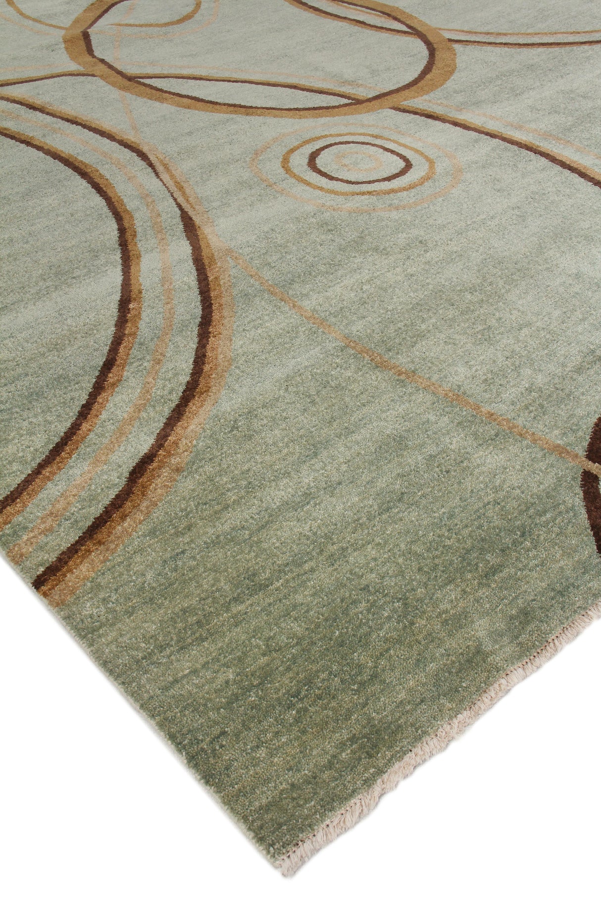 Exquisite Rugs Soho hand-knotted New Zealand Wool 8057 Light Blue/Green 9' x 6' Area Rug