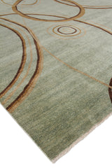 Exquisite Rugs Soho hand-knotted New Zealand Wool 8057 Light Blue/Green 10' x 8' Area Rug