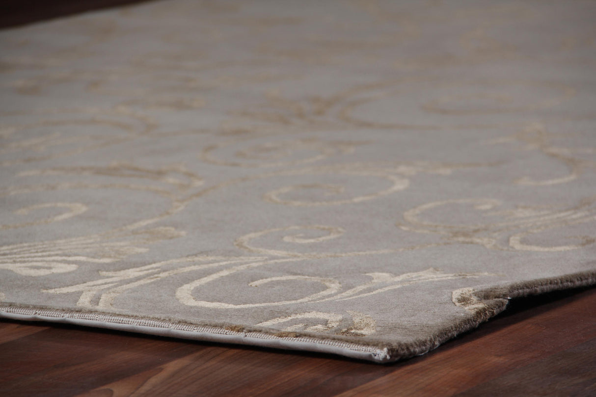 Exquisite Rugs Super Tibetan hand-knotted Wool/Bamboo Silk 8097 Beige 12' x 9' Area Rug