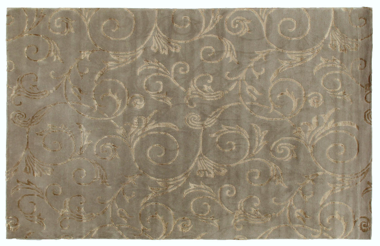 Exquisite Rugs Super Tibetan hand-knotted Wool/Bamboo Silk 8097 Beige 12' x 9' Area Rug