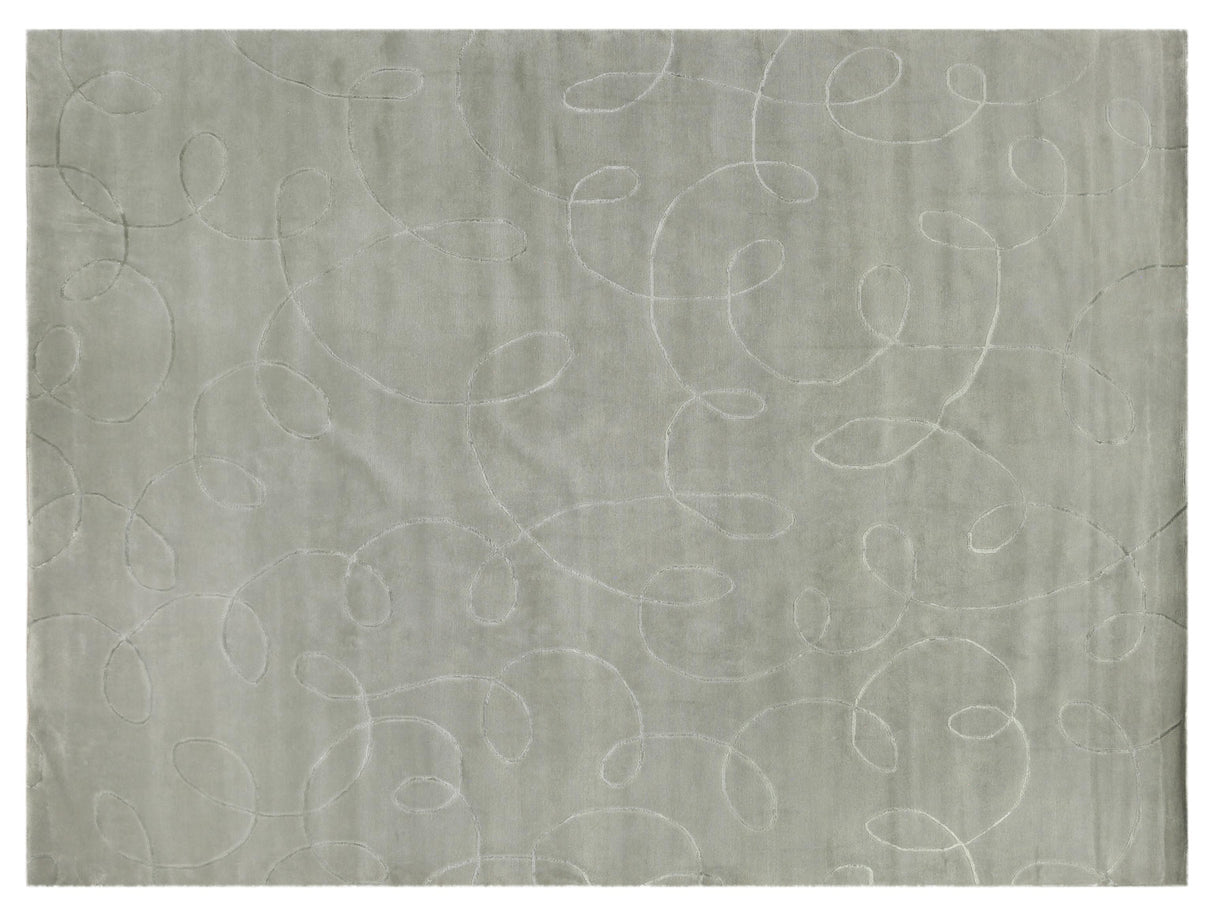 Exquisite Rugs Super Tibetan hand-knotted Wool/Bamboo Silk 8101 Blue 9' x 6' Area Rug