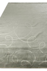 Exquisite Rugs Super Tibetan hand-knotted Wool/Bamboo Silk 8101 Blue 9' x 6' Area Rug