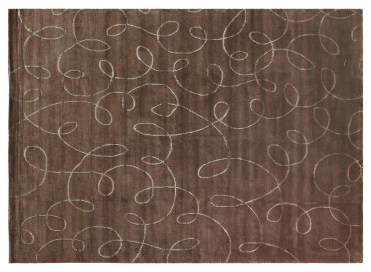 Exquisite Rugs Super Tibetan hand-knotted Wool/Bamboo Silk 8102 Chocolate 12' x 9' Area Rug