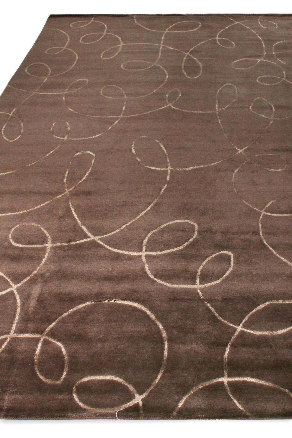 Exquisite Rugs Super Tibetan hand-knotted Wool/Bamboo Silk 8102 Chocolate 12' x 9' Area Rug