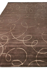 Exquisite Rugs Super Tibetan hand-knotted Wool/Bamboo Silk 8102 Chocolate 12' x 9' Area Rug
