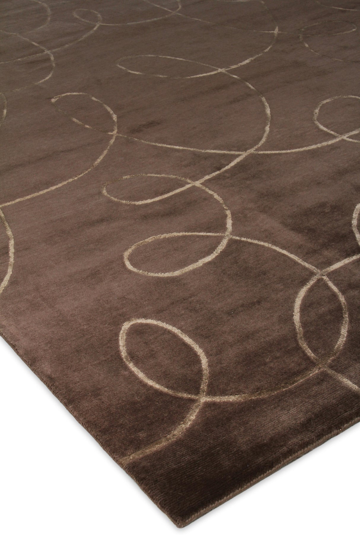 Exquisite Rugs Super Tibetan hand-knotted Wool/Bamboo Silk 8102 Chocolate 12' x 9' Area Rug