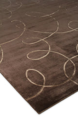Exquisite Rugs Super Tibetan hand-knotted Wool/Bamboo Silk 8102 Chocolate 12' x 9' Area Rug