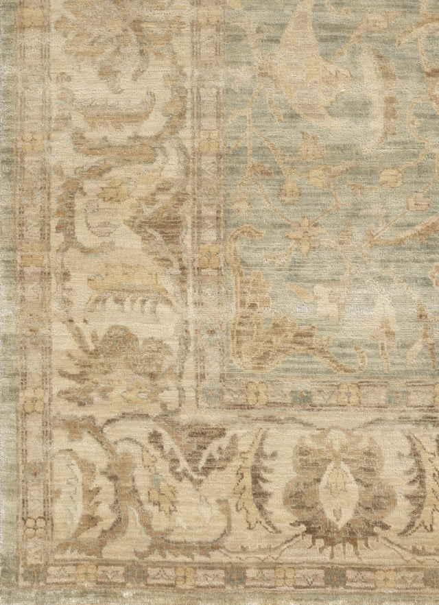 Exquisite Rugs Antique Weave Oushak hand-knotted New Zealand Wool 8147 Light Green/Beige 20' x 15' Area Rug