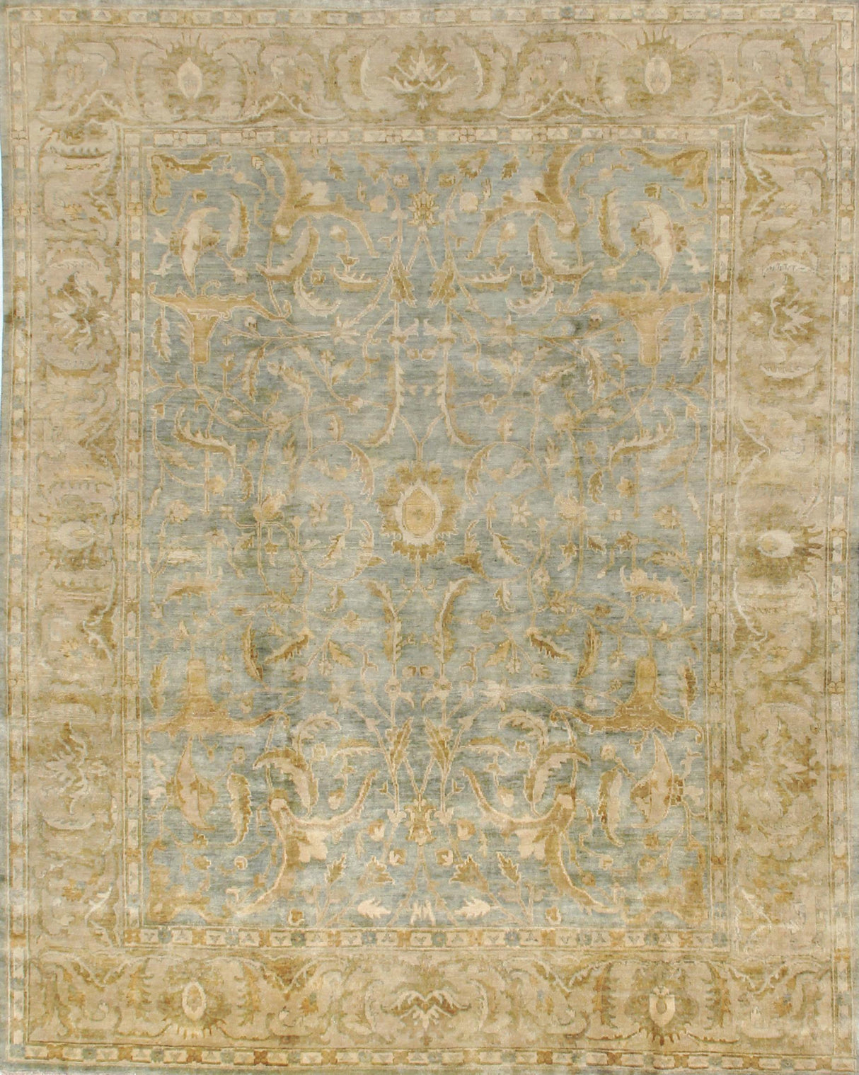 Exquisite Rugs Antique Weave Oushak hand-knotted New Zealand Wool 8147 Light Green/Beige 20' x 15' Area Rug