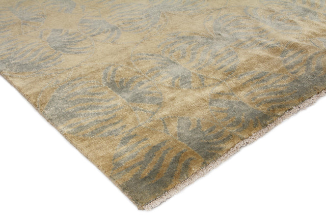 Exquisite Rugs Contemporary hand-knotted Wool/Silk 8181 Beige/Light Blue 10' x 9' Area Rug