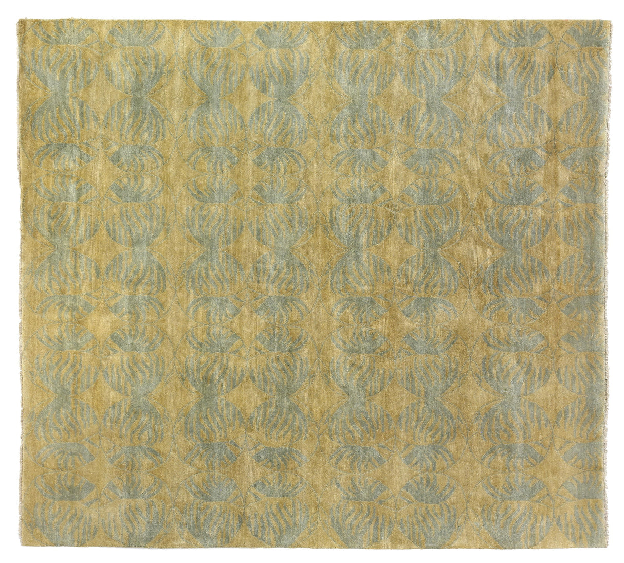 Exquisite Rugs Contemporary hand-knotted Wool/Silk 8181 Beige/Light Blue 10' x 9' Area Rug