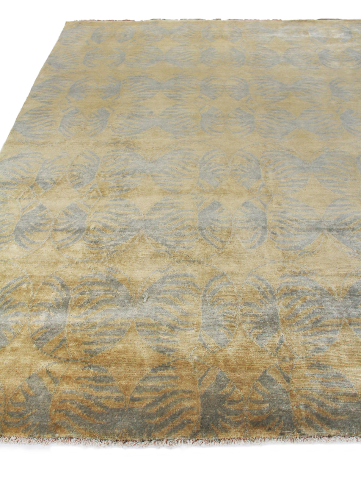 Exquisite Rugs Contemporary hand-knotted Wool/Silk 8181 Beige/Light Blue 10' x 9' Area Rug