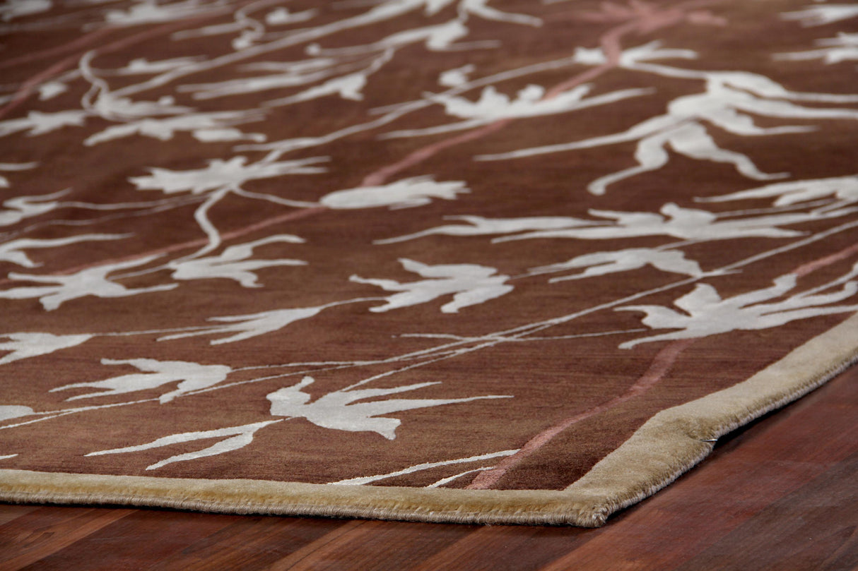 Exquisite Rugs Milano Velvet hand-knotted Wool/Bamboo Silk 8212 Brown/Ivory 10' x 8' Area Rug