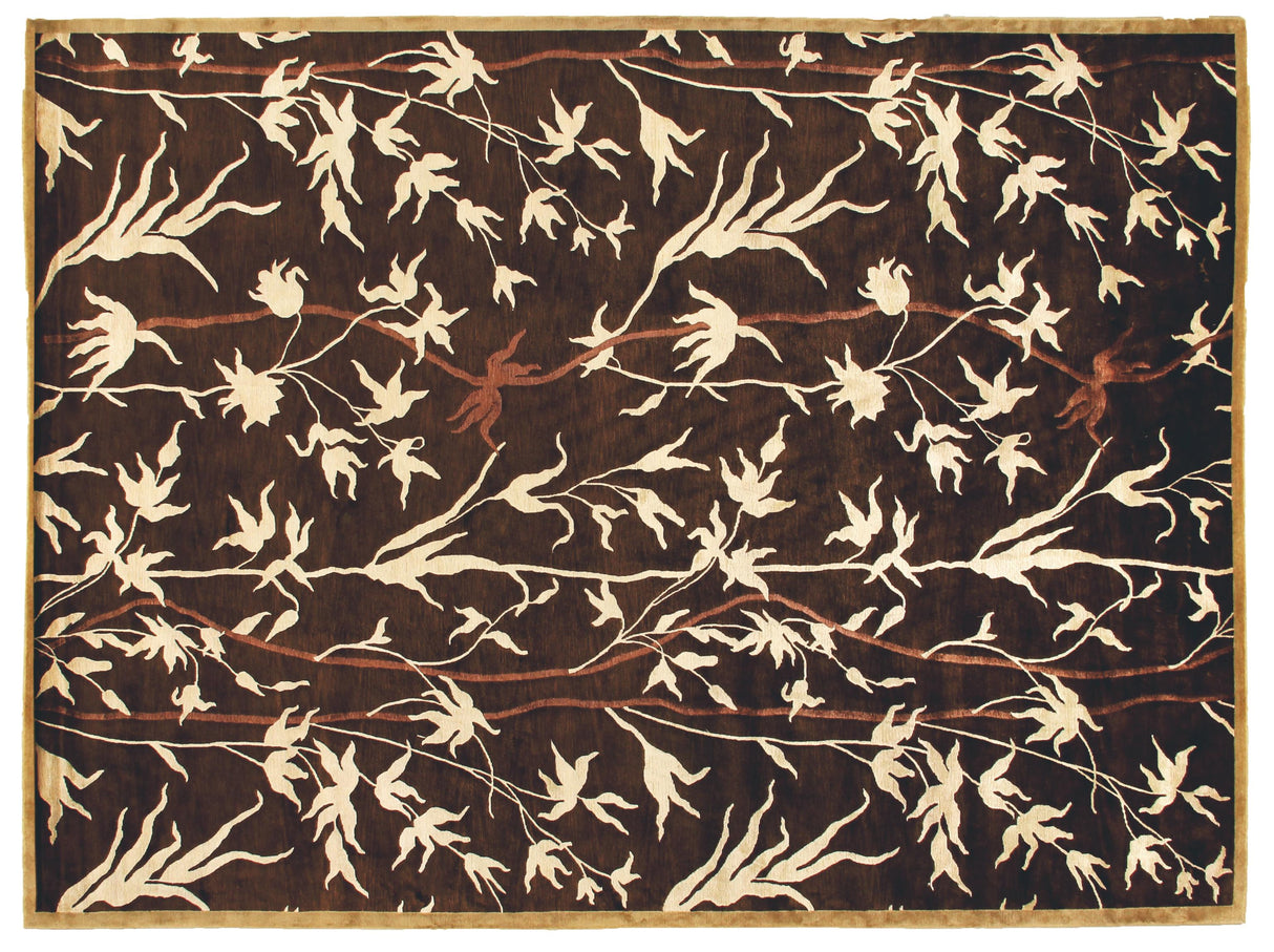 Exquisite Rugs Milano Velvet hand-knotted Wool/Bamboo Silk 8212 Brown/Ivory 10' x 9' Area Rug