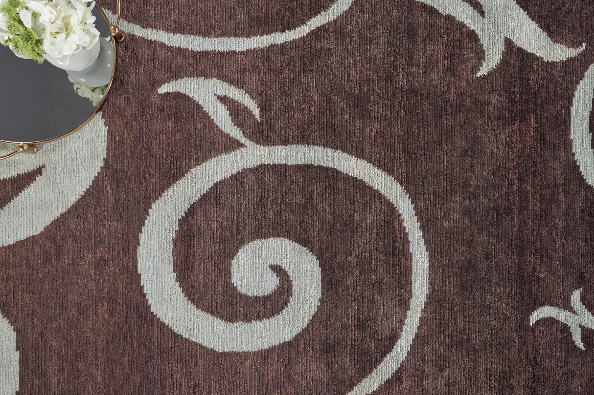 Exquisite Rugs Antique Weave Ziegler hand-knotted Wool 8232 Brown/Light Blue 12.5' x 9' Area Rug