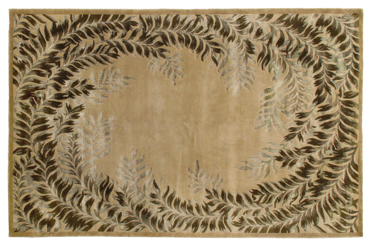 Exquisite Rugs Super Tibetan hand-knotted Wool/Bamboo Silk 8234 Beige 10' x 9' Area Rug