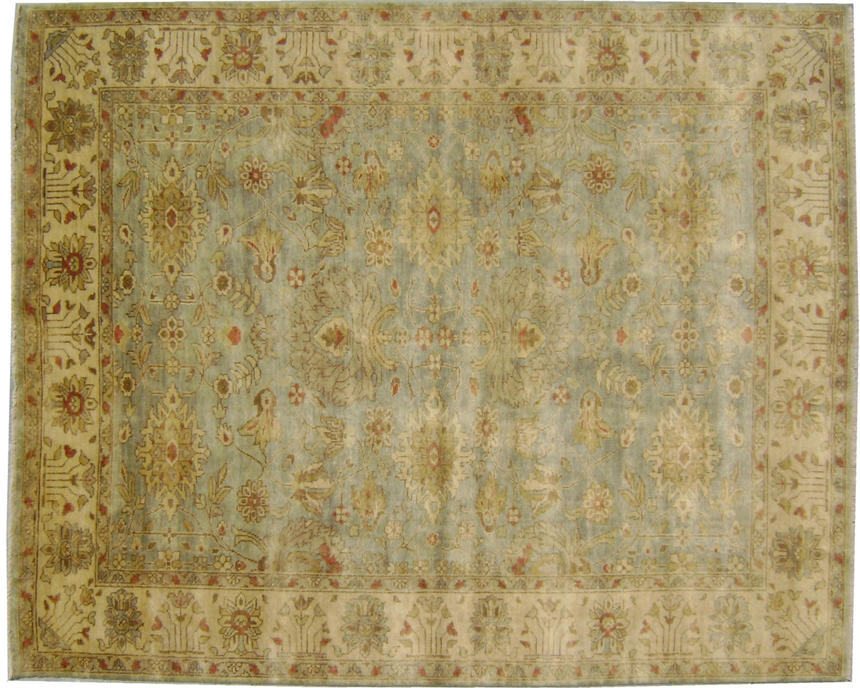 Exquisite Rugs Antique Weave Oushak hand-knotted New Zealand Wool 8237 Light Blue/Ivory 12' x 9' Area Rug