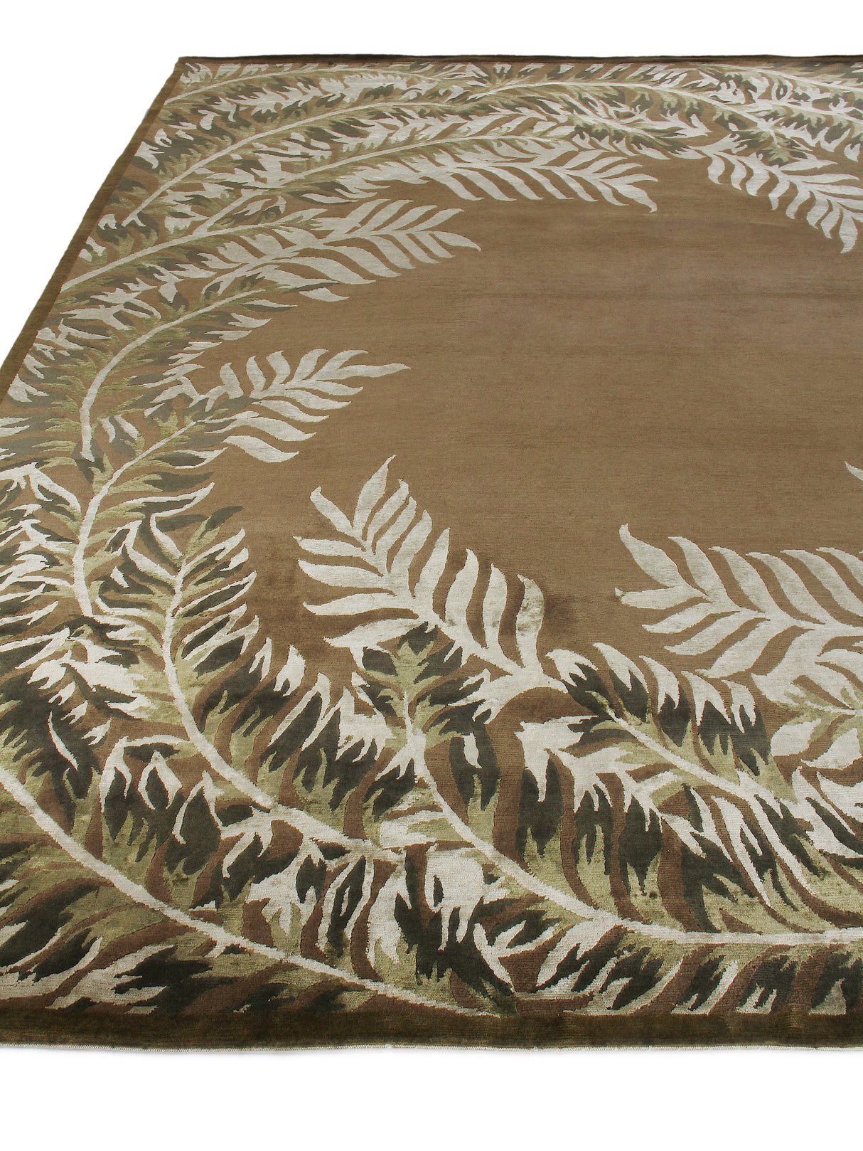 Exquisite Rugs Mosaic hand-knotted Bamboo Silk 8263 Brown/Silk 15' x 12' Area Rug