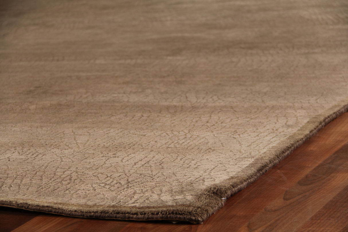 Exquisite Rugs Mosaic hand-knotted Bamboo Silk 8263 Brown/Silk 10' x 9' Area Rug