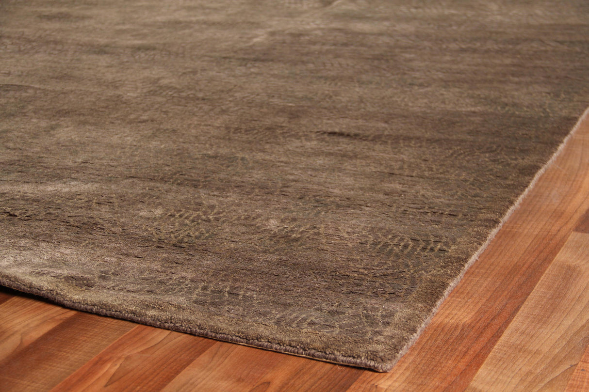 Exquisite Rugs Mosaic hand-knotted Bamboo Silk 8263 Brown/Silk 10' x 9' Area Rug