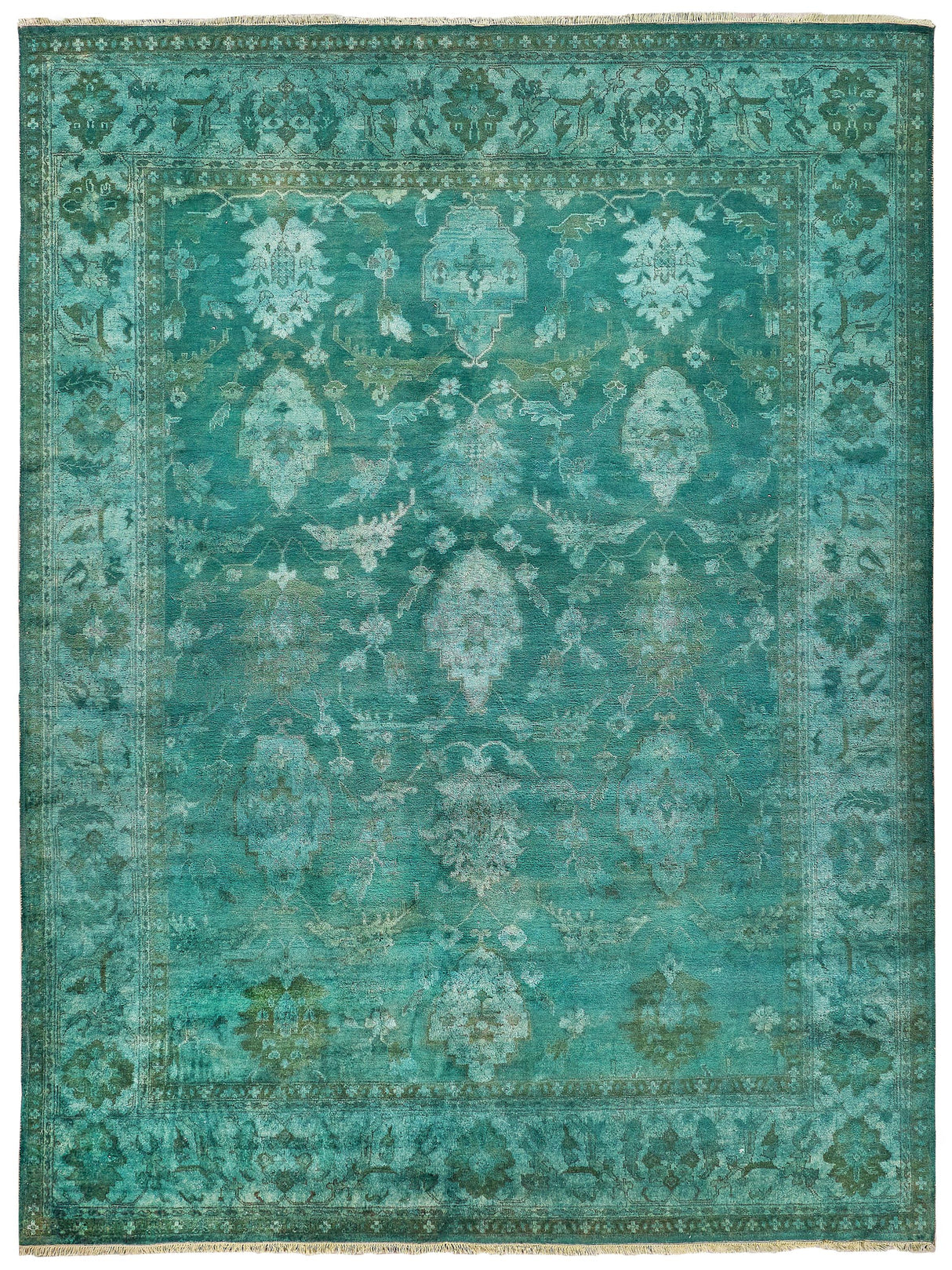 Exquisite Rugs Overdye Antique Weave hand-knotted New Zealand Wool 8303 Green 12' x 9' Area Rug