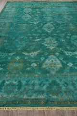 Exquisite Rugs Overdye Antique Weave hand-knotted New Zealand Wool 8303 Green 12' x 9' Area Rug