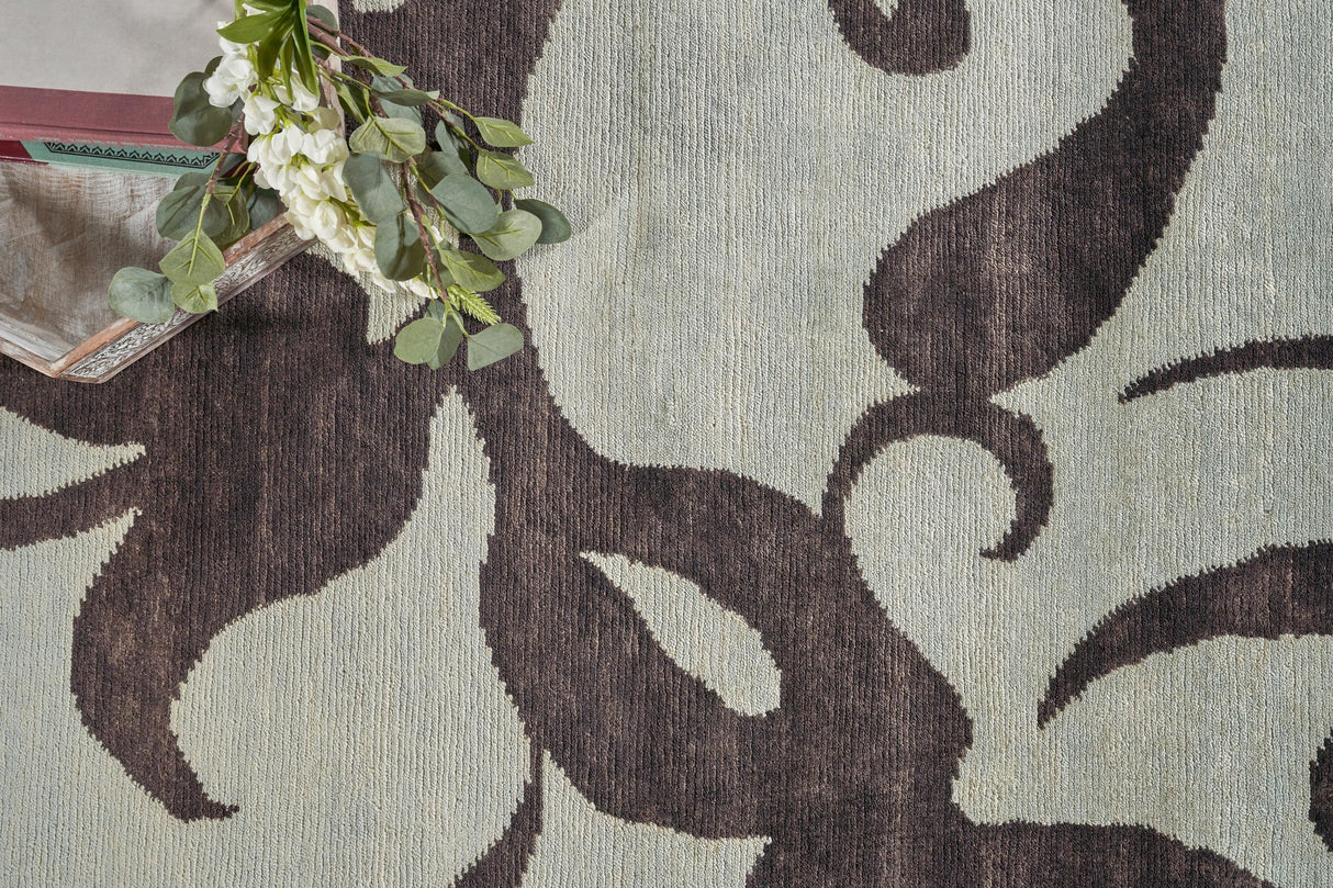 Exquisite Rugs Soho hand-knotted New Zealand Wool 9010 Blue/Chocolate 15' x 12' Area Rug