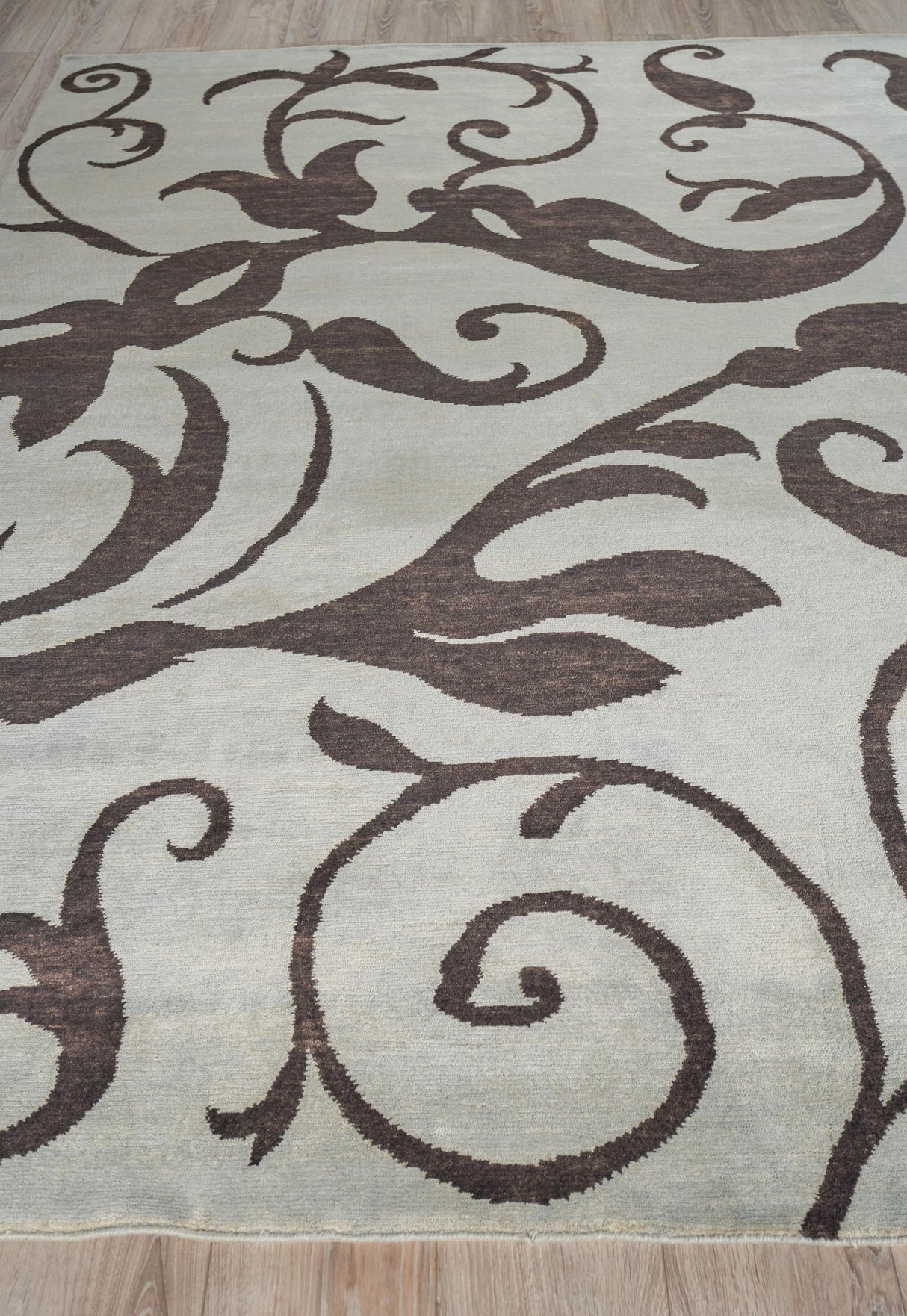 Exquisite Rugs Soho hand-knotted New Zealand Wool 9010 Blue/Chocolate 10' x 9' Area Rug