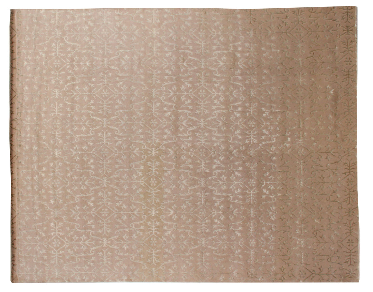 Exquisite Rugs Super Tibetan hand-knotted Wool/Bamboo Silk 9162 Ivory 15' x 12' Area Rug
