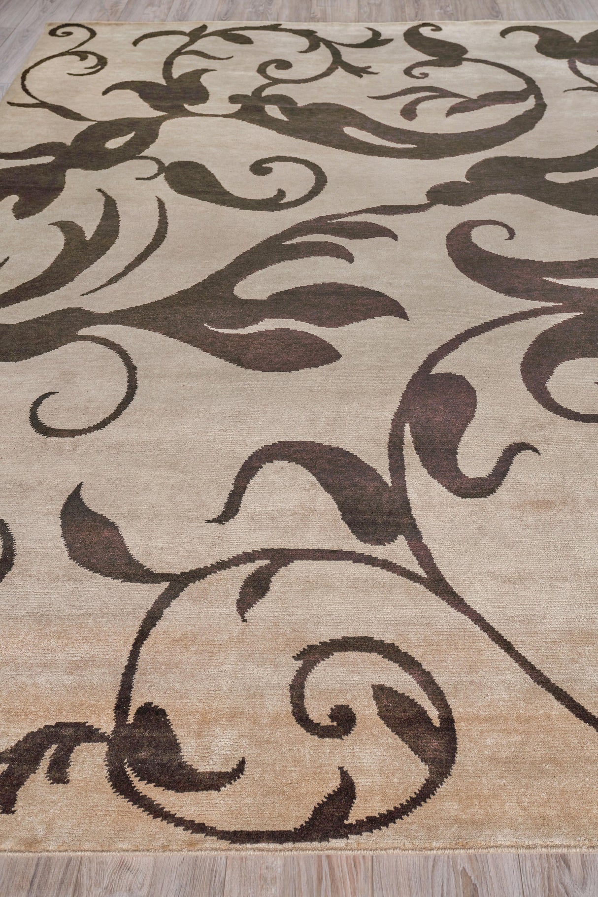 Exquisite Rugs Metro hand-knotted Wool/Viscose 9163 Beige/Brown 14' x 10' Area Rug