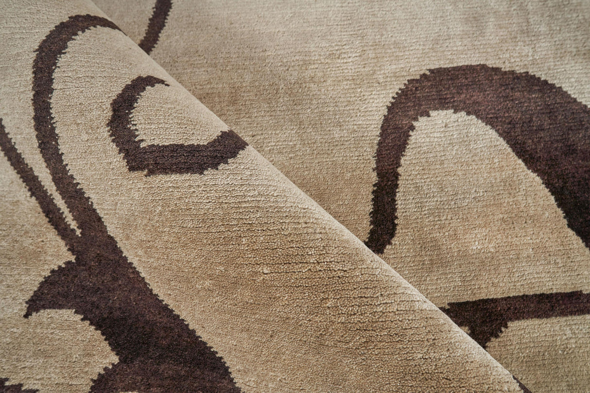 Exquisite Rugs Metro hand-knotted Wool/Viscose 9163 Beige/Brown 15' x 12' Area Rug