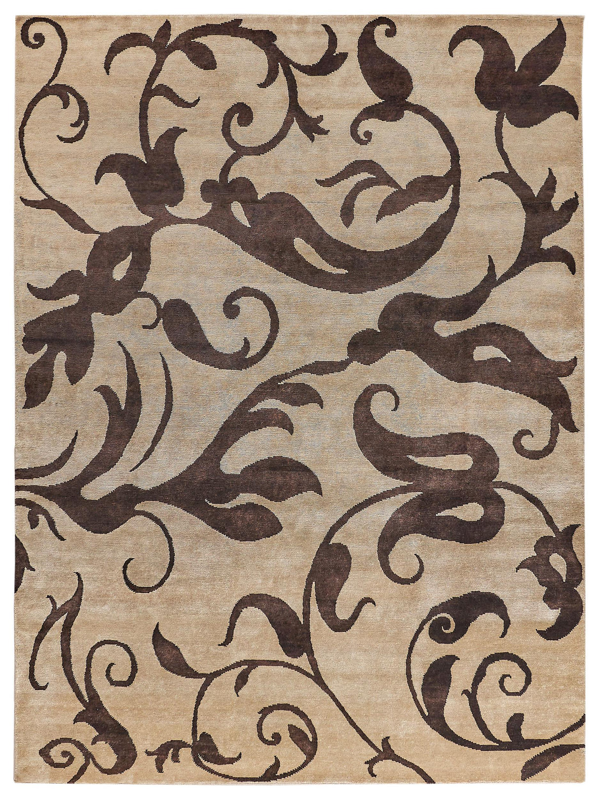 Exquisite Rugs Metro hand-knotted Wool/Viscose 9163 Beige/Brown 9' x 6' Area Rug