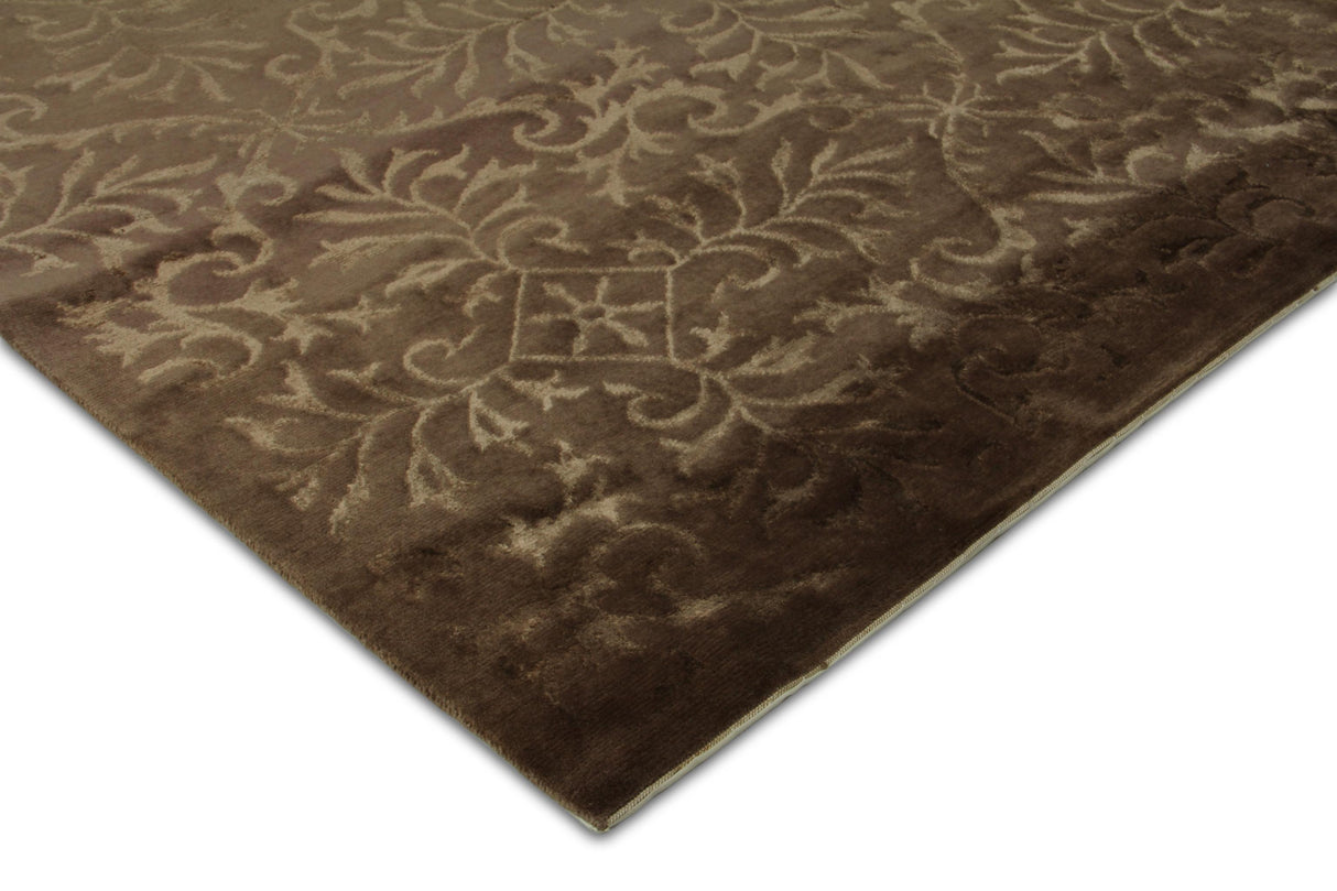 Exquisite Rugs Super Tibetan hand-knotted Wool/Bamboo Silk 9184 Light Chocolate 12' x 9' Area Rug