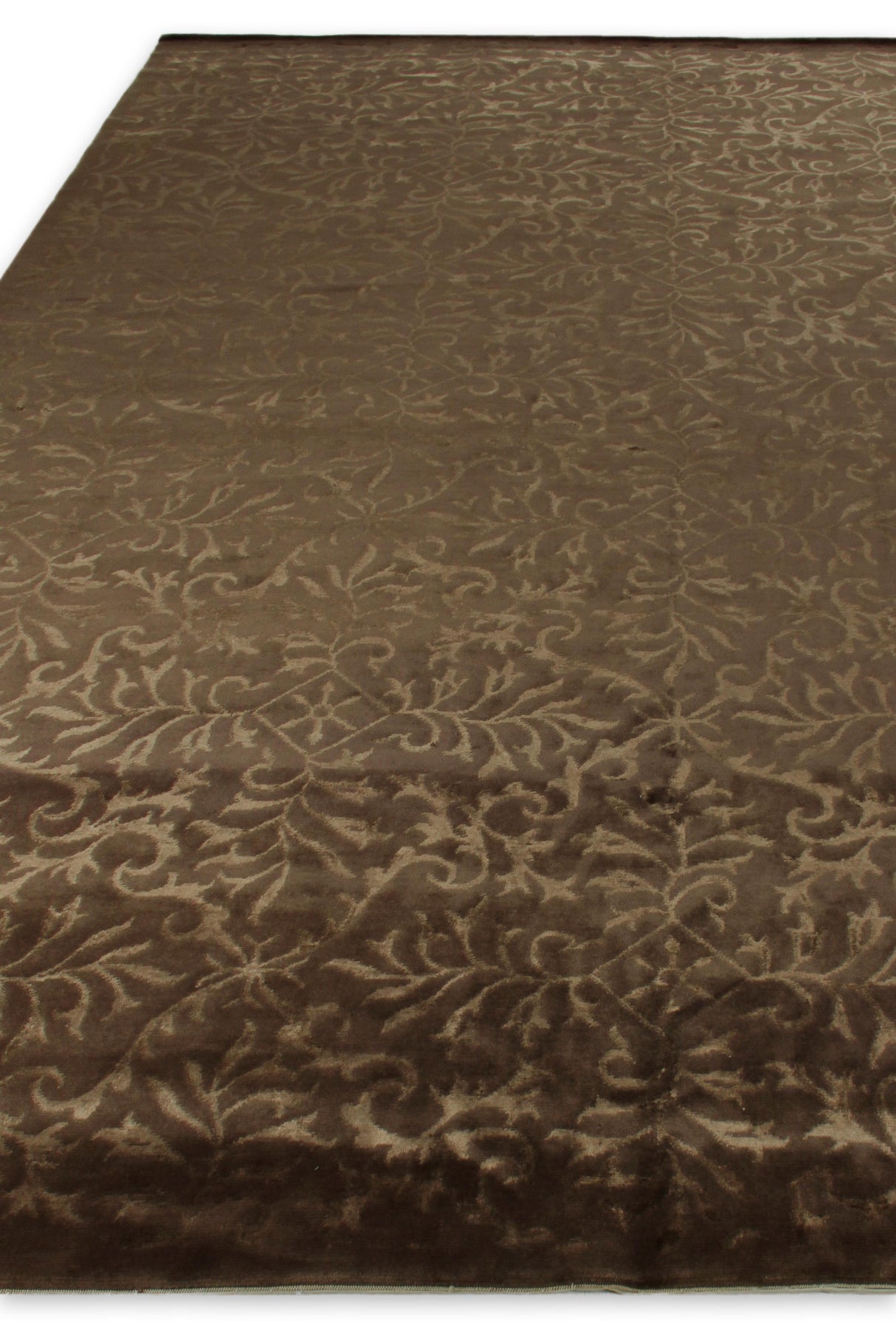 Exquisite Rugs Super Tibetan hand-knotted Wool/Bamboo Silk 9184 Light Chocolate 12' x 9' Area Rug