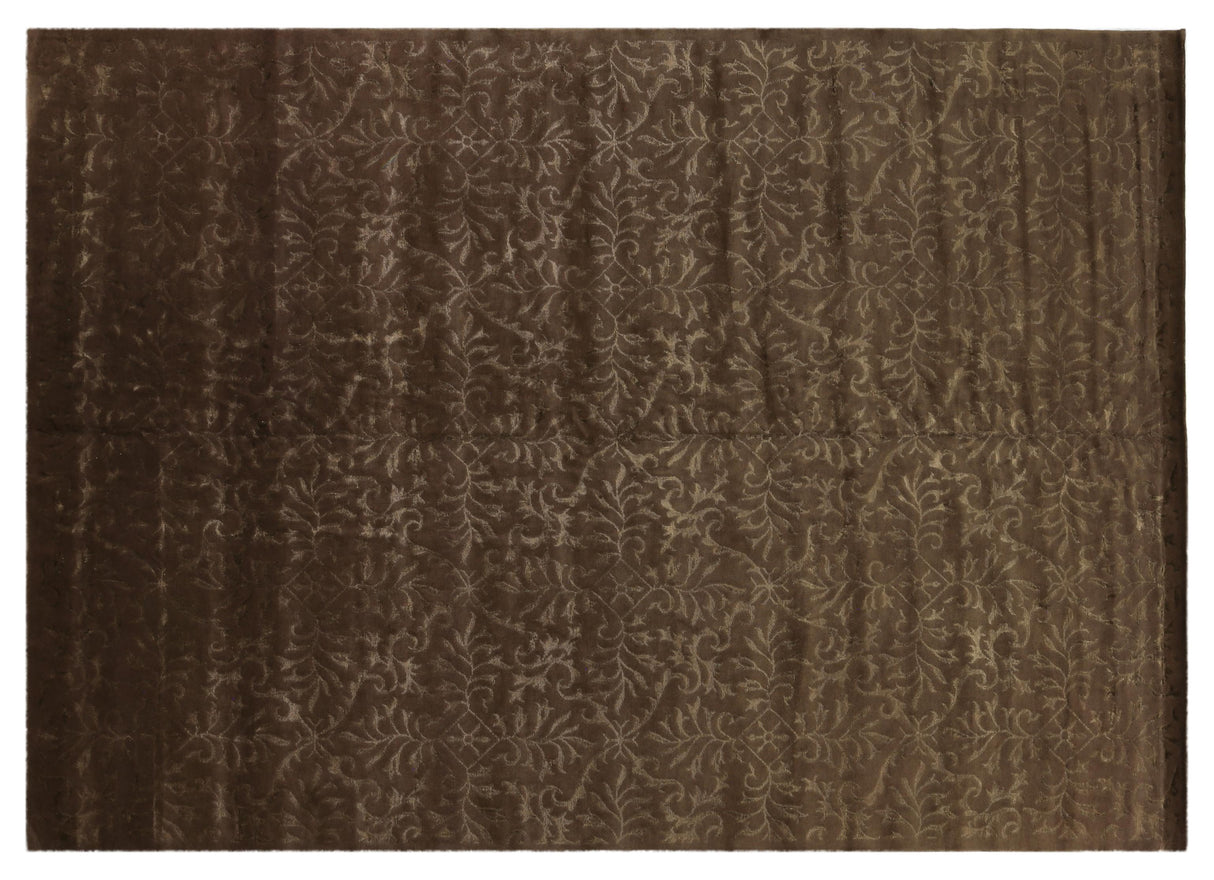 Exquisite Rugs Super Tibetan hand-knotted Wool/Bamboo Silk 9184 Light Chocolate 9' x 6' Area Rug