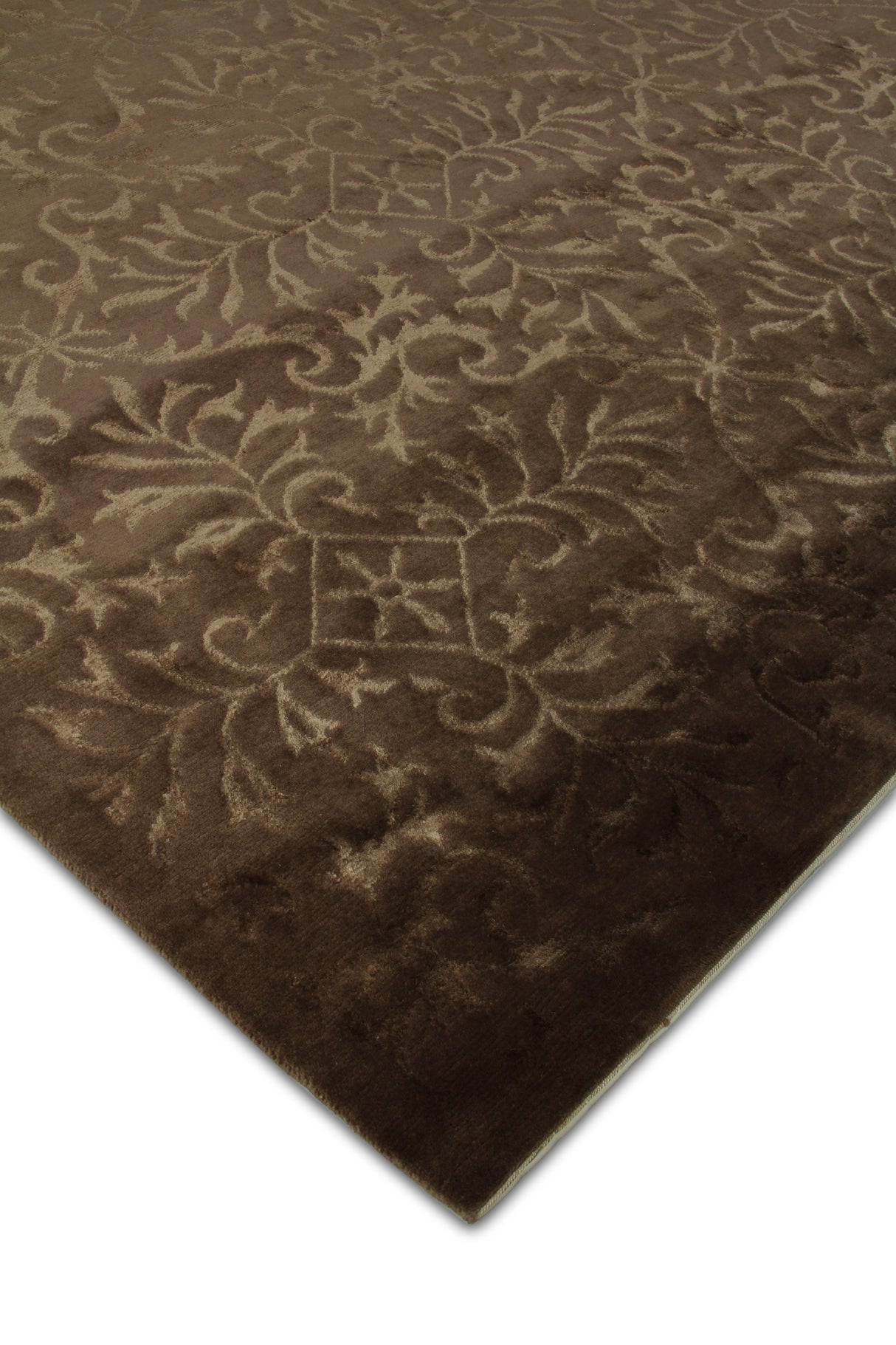 Exquisite Rugs Super Tibetan hand-knotted Wool/Bamboo Silk 9184 Light Chocolate 9' x 6' Area Rug
