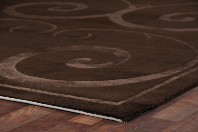 Exquisite Rugs Super Tibetan hand-knotted Wool/Bamboo Silk 9201 Dark Chocolate 14' x 10' Area Rug